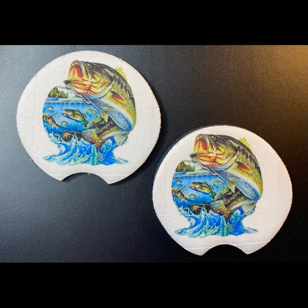 Bass Fish Fishing Car Cup Coasters New